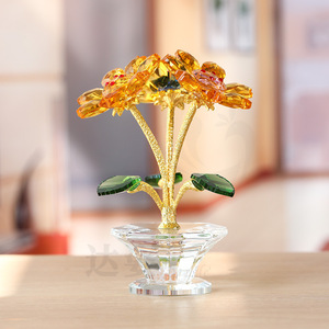Crystal Sunflower Ornament Glass <b>Mini</b> Yellow Flower Decor Graduation Gift <b>Desk</b> Car Interior Decoration - Product Image 4