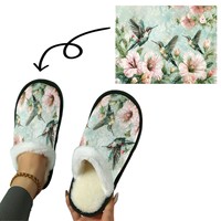 Chaussons personnalisables imprimés pour femme, en peluche douce, pour un confort douillet, semelle extérieure en TPR, tendance, pour la maison et l'hôtel