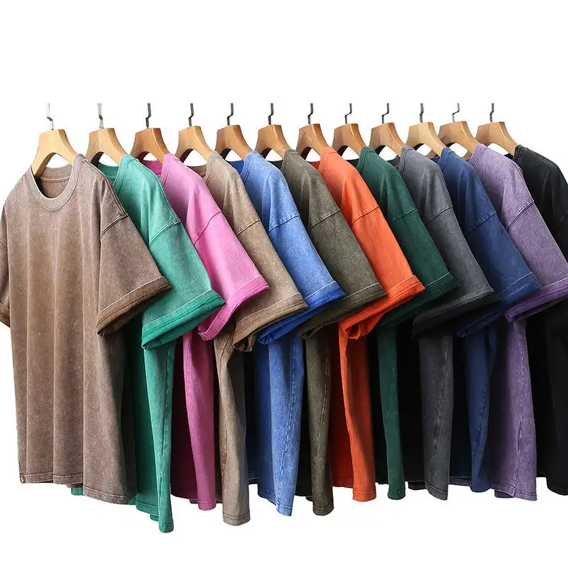 Customized Heavyweight 100% Cotton Tshirts Loose Blank Acid Wash T Shirt Custom Men Vintage Oversized Tshirt 230 Grams