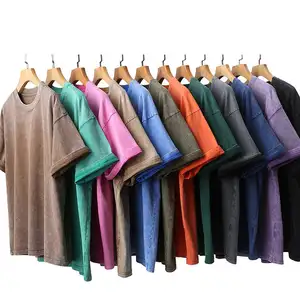 Customized Heavyweight 100% Cotton Tshirts Loose Blank Acid Wash T Shirt Custom Men Vintage Oversized Tshirt 230 Grams