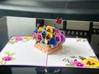 Carte de vœux 3D exquise avec panier de fleurs pop-up pour la fête des mères, carte artisanale pour exprimer votre amour pour maman