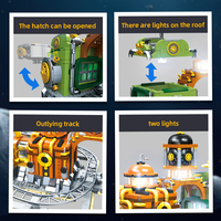 Set Blok Bangunan Steampunk Moonbase Model Basis Eksplorasi Luar Angkasa dengan Lampu, Mainan Bata Rakitan DIY untuk Kolektor Dewasa