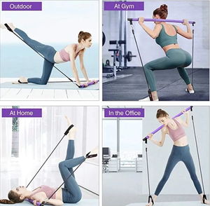 Barre <span class=keywords><strong>de</strong></span> yoga et bâton <span class=keywords><strong>de</strong></span> Pilates réglables portables avec sangles <span class=keywords><strong>de</strong></span> <span class=keywords><strong>pied</strong></span> et bande élastique pour la pratique à domicile - Product Image 5