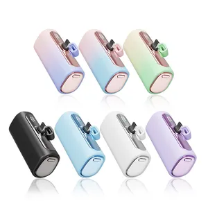 With KC Certification Mini 5000mah Capsule Power Bank With Stand Gradient Colors 18W Fast Charging Mini Power Bank For Phone