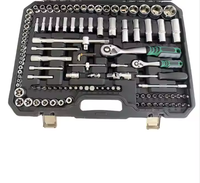 Juego de caja de herramientas de reparación de 118 Uds., Kit de herramientas manuales y eléctricas de acero al carbono con cinta métrica de nivel de llave para uso en el hogar y el taller
