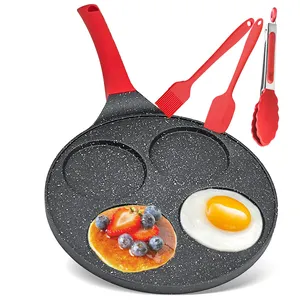 Kitchen 4-hole Omelette Pancake Pan Aluminum Pot and Fri Pan Cake Molds Cookware Sets