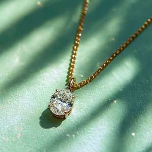 Collier pendentif solitaire en argent sterling 925 avec moissanite taille ovale, plaqué or, délicat, cadeau d'anniversaire pour les amoureux - Product Image 3