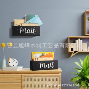 Cross-border wooden <b>mail</b> <b>box</b>, front desk <b>mail</b> storage <b>box</b>, home wall decoration, wooden office sundries organizer <b>box</b> - Product Image 4