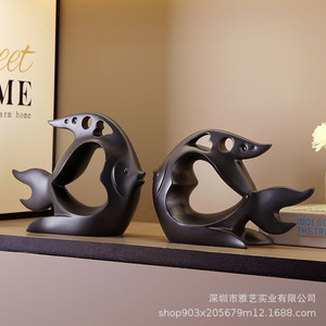 Moderno simple pareja beso pez adorno creativo hogar sala de estar TV gabinete entrada escritorio decoración regalo - Product Image 2