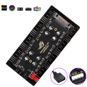 עמעום RGB + PWM בקרת טמפרטורה ויסות מהירות רכזת מאוורר 2 ב-1 12V4 פינים /5V3 פינים + בקר קטן 4 פינים - Product Image 5