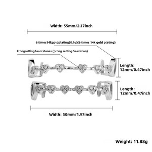Boucles d'oreilles plaquées or en cuivre, motif cœur en zircon, style hip-hop, pour la mode quotidienne et le <span class=keywords><strong>rap</strong></span> - Product Image 3