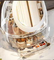 Organisateur de maquillage transparent en plastique anti-poussière avec technique d'injection, présentoir de comptoir pour cosmétiques avec couvercle