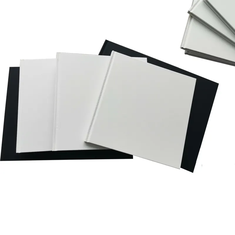 Custom Personalized Open Blank Hardback Book White Cover Square Landscape Blank Plain White Hardcover Blank Book