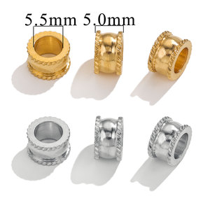 Diy Handmade Stainless Steel Large Hole Bead Bracelet Necklace 18k Gold <b>Spacer</b> Beads Jewelry Accessories - Product Image 4