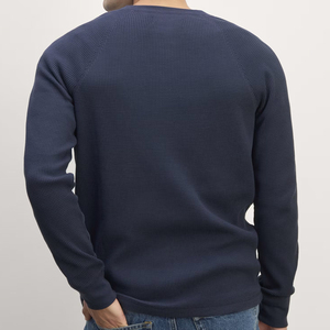 長袖Tシャツオーガニックコットンヘンリーシャツ男性用ワッフル男性用ヘンリーシャツカスタム男性用ヘンリーシャツ - Product Image 6