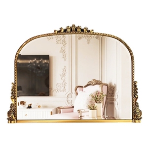 <span class=keywords><strong>Miroir</strong></span> mural vintage <span class=keywords><strong>grand</strong></span> format avec cadre en PU, décoration de salle de bain, style rétro, magnifique <span class=keywords><strong>miroir</strong></span> doré, argenté ou noir - Product Image 1