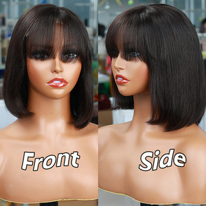 Perruque Bob 13x4 en Cheveux Vierges Naturels à Prix de Gros, Perruques 100% Cheveux Humains, Perruques en Dentelle Brésilienne pour Femmes Noires avec <span class=keywords><strong>Frange</strong></span>, Véritables Cheveux Naturels - Product Image 5