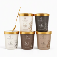 Gobelets en papier personnalisés imprimés sur le thème des desserts, pour yaourts glacés, gelatos, crèmes glacées, 2oz, 4oz, 8oz, 12oz, avec couvercles