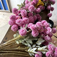 Bunga Krisan Sutra Buatan 5 Tangkai Bunga Imitasi Batang Bunga dengan Kawat Besi Fleksibel untuk Dekorasi Meja Pernikahan