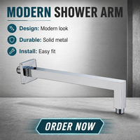 Bras de douche en L de 16 pouces en acier inoxydable 304, fixation murale dissimulée, chrome noir mat, écologique, pour salle de bain d'hôtel