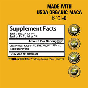 OEM organik Maca kök kapsülleri Maca kök jelatinize % 100% saf gdo olmayan üreme sağlığı doğal destekler - Product Image 2