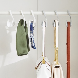 New Household Closet Organizer <b>Rod</b> Hanger <b>Plastic</b> Storage Rack with Hooks for Handbag and Purse Storage - Product Image 4