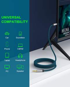 Cable de Audio Auxiliar de Alta Fidelidad de 3.5mm TRS, Macho a Macho, con Trenzado de Nailon, Conector Estéreo (1/8") para Auto, Auriculares, Altavoces - Product Image 5