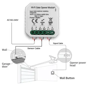 Domótica inalámbrica para el hogar, abridor de puertas de garaje inteligente, Alexa, Google Home, Compatible con WiFi, Control por aplicación Tuya, interruptor de relé, color blanco