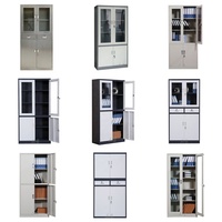 Archivador de Oficina Combinado de Acero con Puerta de Vidrio con Cerradura, Moderno, de Dos Tonos Metálicos, con Cajón