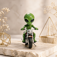 Statue d'alien en résine fantaisie - Alien léger avec signe de la paix pour la maison, le bureau, le bar, la salle de jeux, le bureau, l'étagère, la table de travail, la table basse