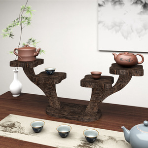 Solid Wood Multi Layer Tea Rack Display Shelf For Teacups And Jianzhan Storage Desktop Organizer - Product Image 2