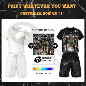 Ensemble T-shirt et short streetwear personnalisé, T-shirt graphique vintage délavé à l'acide et short en jean orné de strass, pour fabricants - Product Image 5