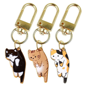 Wholesale Cute UV Cartoon <b>Anime</b> Cat Enamel Charms Kawaii Alloy Kitten Mobile Phone Lanyard <b>Keychain</b> Bag Pendant Accessories - Product Image 1