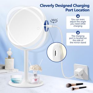 Miroir de maquillage grossissant 15X avec finition argentée, écran tactile, luminosité réglable, 3 couleurs de lumière LED - Product Image 2