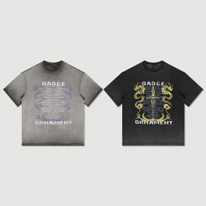 Chu <span class=keywords><strong>Fei</strong></span> <span class=keywords><strong>Ya</strong></span> 2024 ฤดูใบไม้ผลิปีใหม่ของมังกรพิมพ์ล้างReversibleรอบคอแขนสั้นRetro Streetเสื้อยืด - Product Image 1