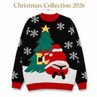 Pull de Noël humoristique du Père Noël noir imprimé numérique 3D, pull festif en maille, vêtement confortable pour les fêtes, OEM