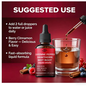 Gotas Líquidas de Pimienta de Cayena, Espino Blanco y Raíz de Remolacha de Marca Privada con Vitamina K2+D3, 2 fl. oz. oz. Suplemento Dietético para el Apoyo de la Salud del Corazón - Product Image 3
