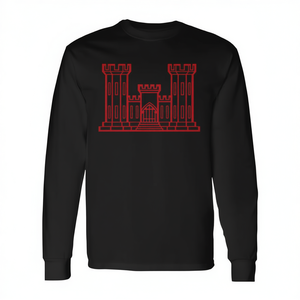 Usace Sapper T-shirt à manches longues de qualité supérieure, design militaire, motif château rouge - Product Image 2