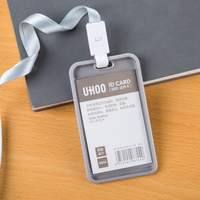 Porte-badge professionnel moderne et portable UHOO, étanche, vertical, en acrylique transparent de haute qualité, avec support TPR pour cartes d'identité