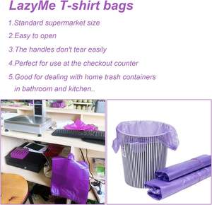 Sacs en plastique de qualité alimentaire de conception de t-shirt violet avec poignées pour l'épicerie et le commerce de détail pour le stockage de chaussettes - Product Image 4