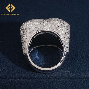 ZUANFA JEWELRY Anillo de Diamantes Cultivados en Laboratorio con Forma de Corazón y Pavé Completo, Plata S925, Joyería Hip Hop Brillante para Hombre - Product Image 4