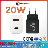 Chargeur mural GaN portable avec prise EU 20W à charge rapide, double port A+C, PD QC3.0, OEM ODM, logo personnalisé