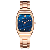 Montre pour femme avec boîtier carré écologique sur mesure, fabriquée en usine, bracelet en acier, mouvement à quartz