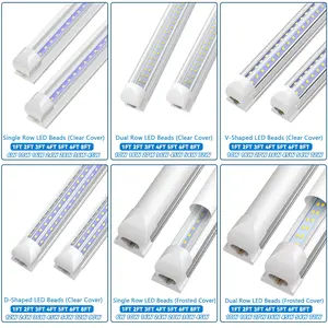 JESLED High Quality Tube Led 1200mm 2400mm 18w-90w 4ft 6ft 8ft Integrated 8 Foot LED Lights Cable Bracket Lamp T8 Light Tube ETL