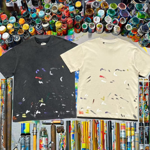 เสื้อยืดลายกราฟฟิตีแบบสาดสีสไตล์วินเทจ ผ้าคอตตอนแท้ 100% เนื้อหนา สำหรับผู้ชาย - Product Image 2