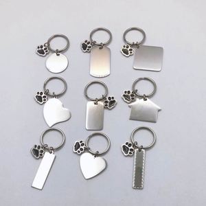 Llavero en blanco para huellas de pata, personalizable DIY, de acero inoxidable, con forma de casa, corazón o rectángulo, tipo placa de identificación para perro, para grabar logotipo - Product Image 3
