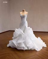 Robe de mariée sirène de luxe Feishiluo avec perles, en tulle à volants, à étages, style chapelle, africaine, sans manches, pour occasions formelles