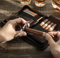 Étui à Cigares de Voyage en Cuir Personnalisé 5 en 1 Multifonctionnel de Luxe Portable pour Accessoires de Fumeur, Papier à Rouler et Tabac
