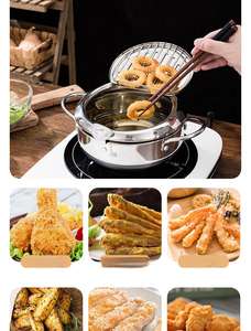 YUEDISI estilo japonés 304 cocina de acero inoxidable Tempura sartén freidora olla profunda con termómetro para Cocina de Inducción - Product Image 5
