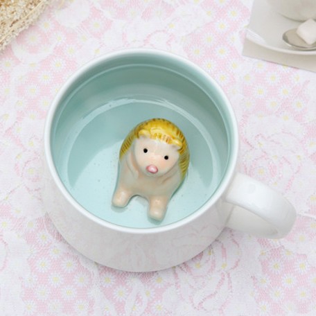 Hérisson tasse blanc